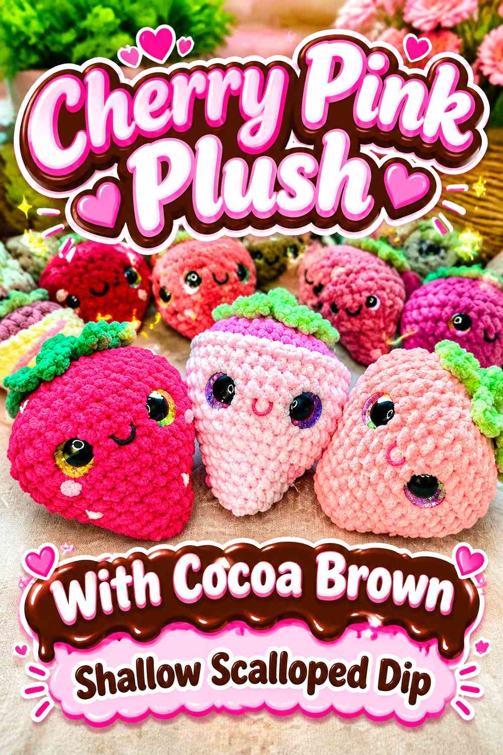Cherry Pink Plush With Cocoa Brown Shallow Scalloped Dip