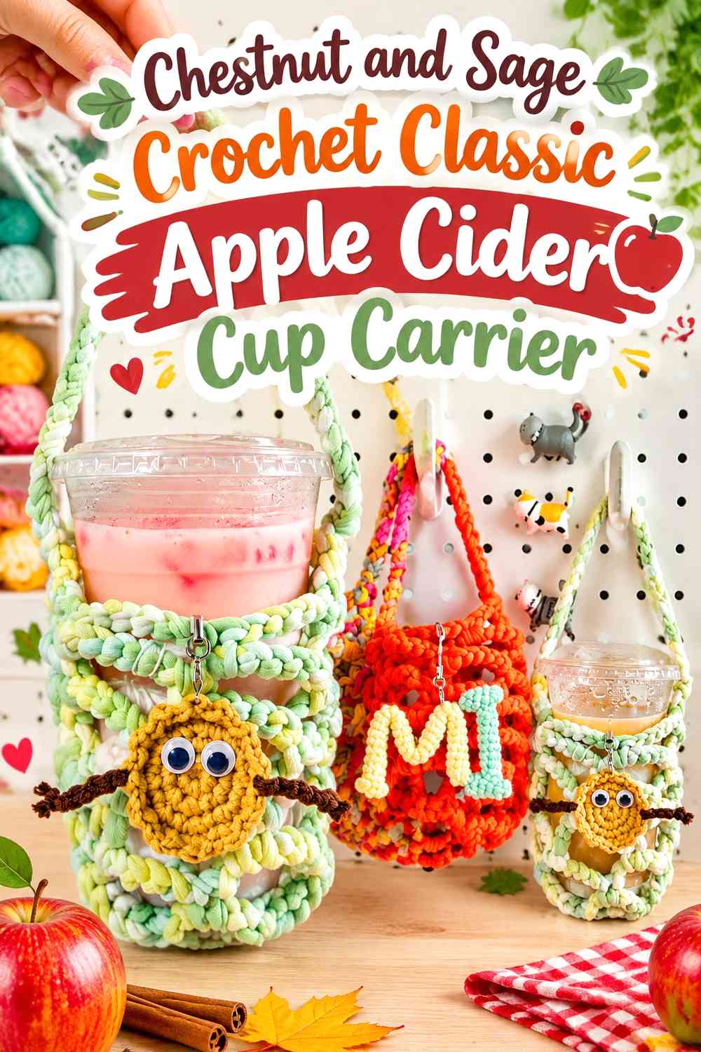 Chestnut and Sage Crochet Classic Apple Cider Cup Carrier