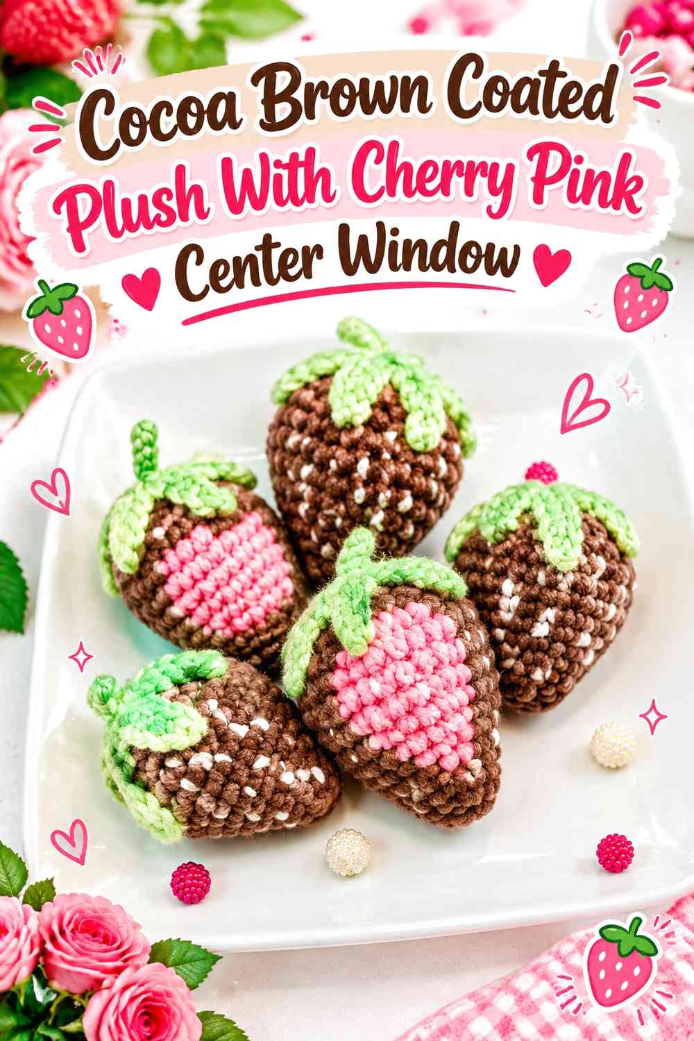 Cocoa Brown Coated Plush With Cherry Pink Center Window