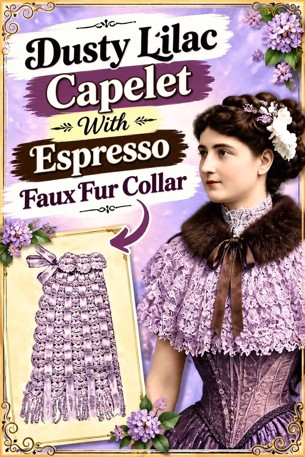 Dusty Lilac Capelet With Espresso Faux Fur Collar
