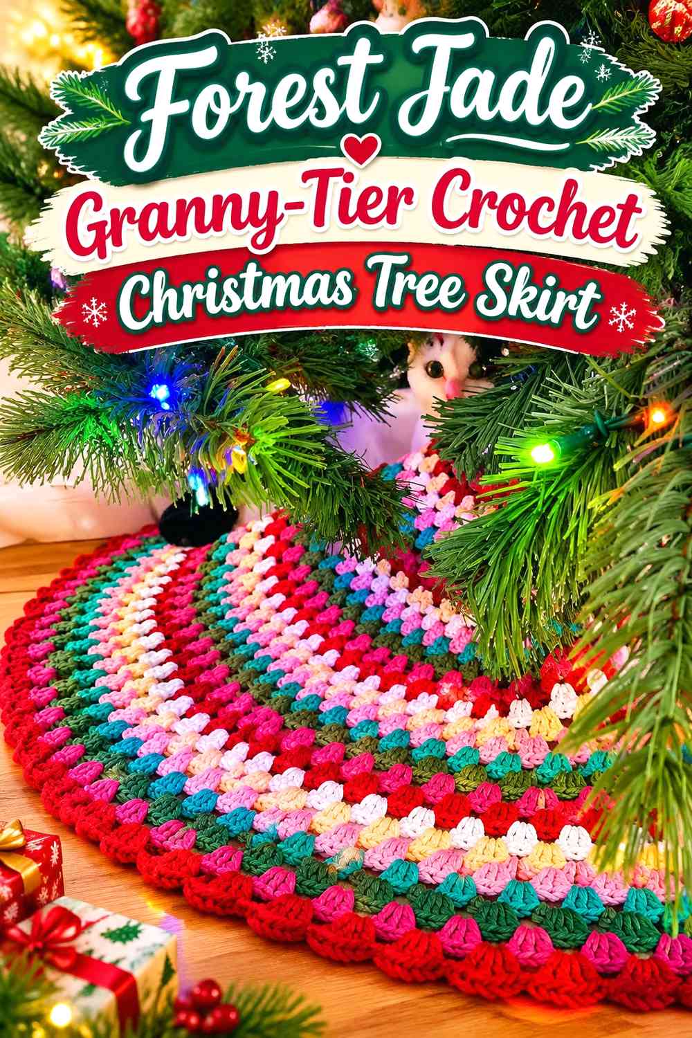 Forest Jade Granny-Tier Crochet Christmas Tree Skirt