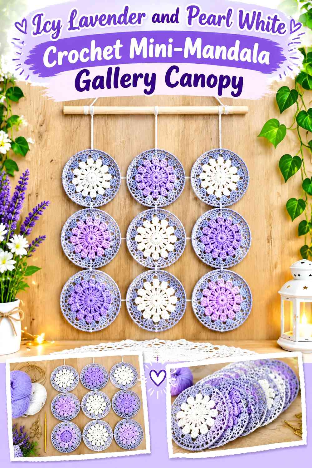 Icy Lavender and Pearl White Crochet Mini-Mandala Gallery Canopy