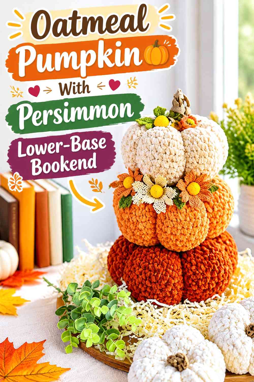 Oatmeal Pumpkin With Persimmon Lower-Base Bookend