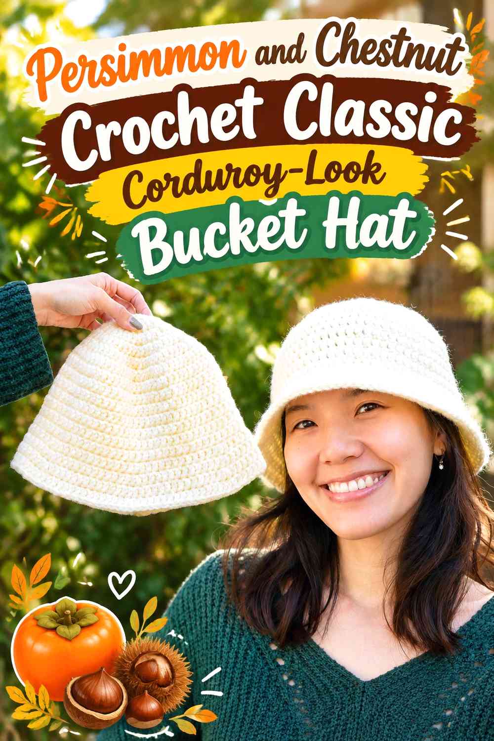 Persimmon and Chestnut Crochet Classic Corduroy-Look Bucket Hat