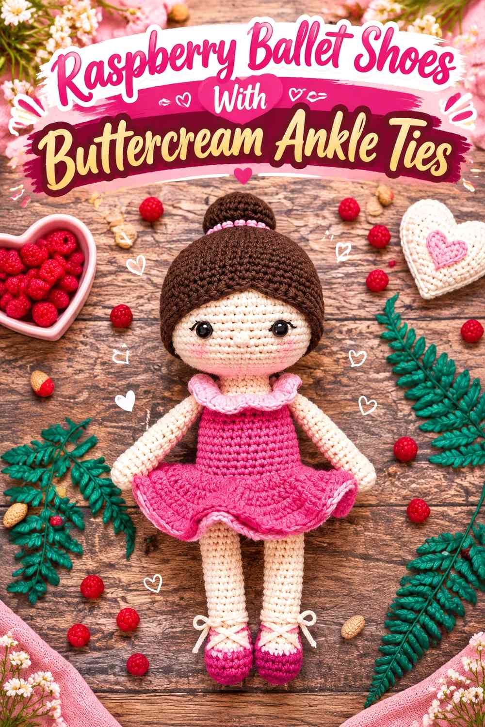 Raspberry Ballet Shoes With Buttercream Ankle Ties