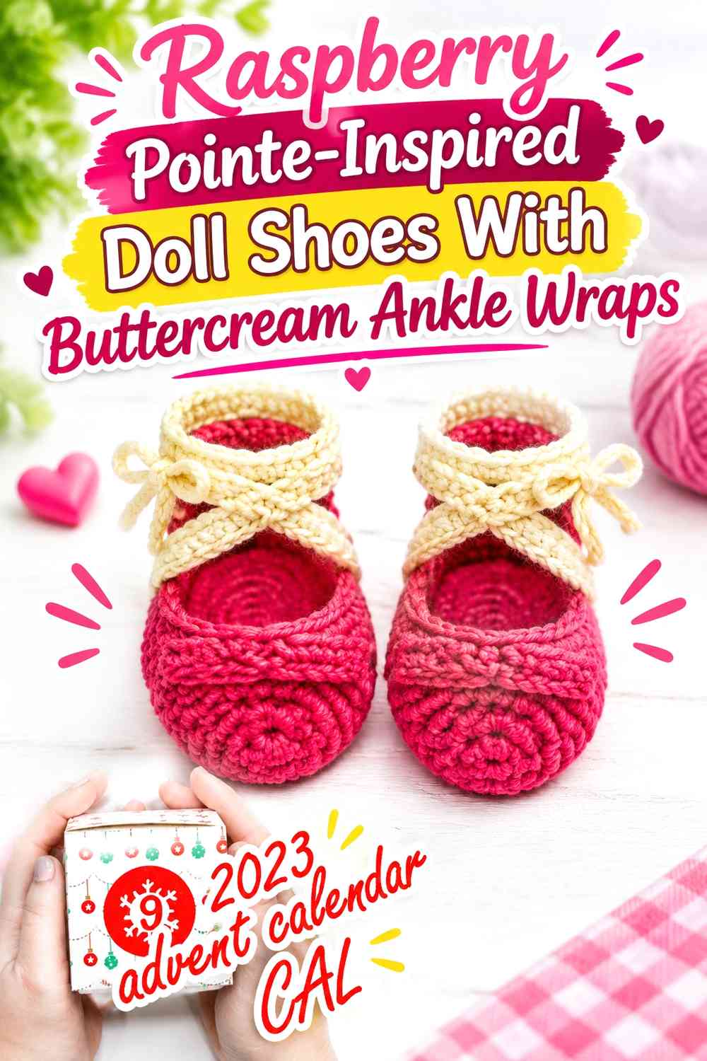 Raspberry Pointe-Inspired Doll Shoes With Buttercream Ankle Wraps