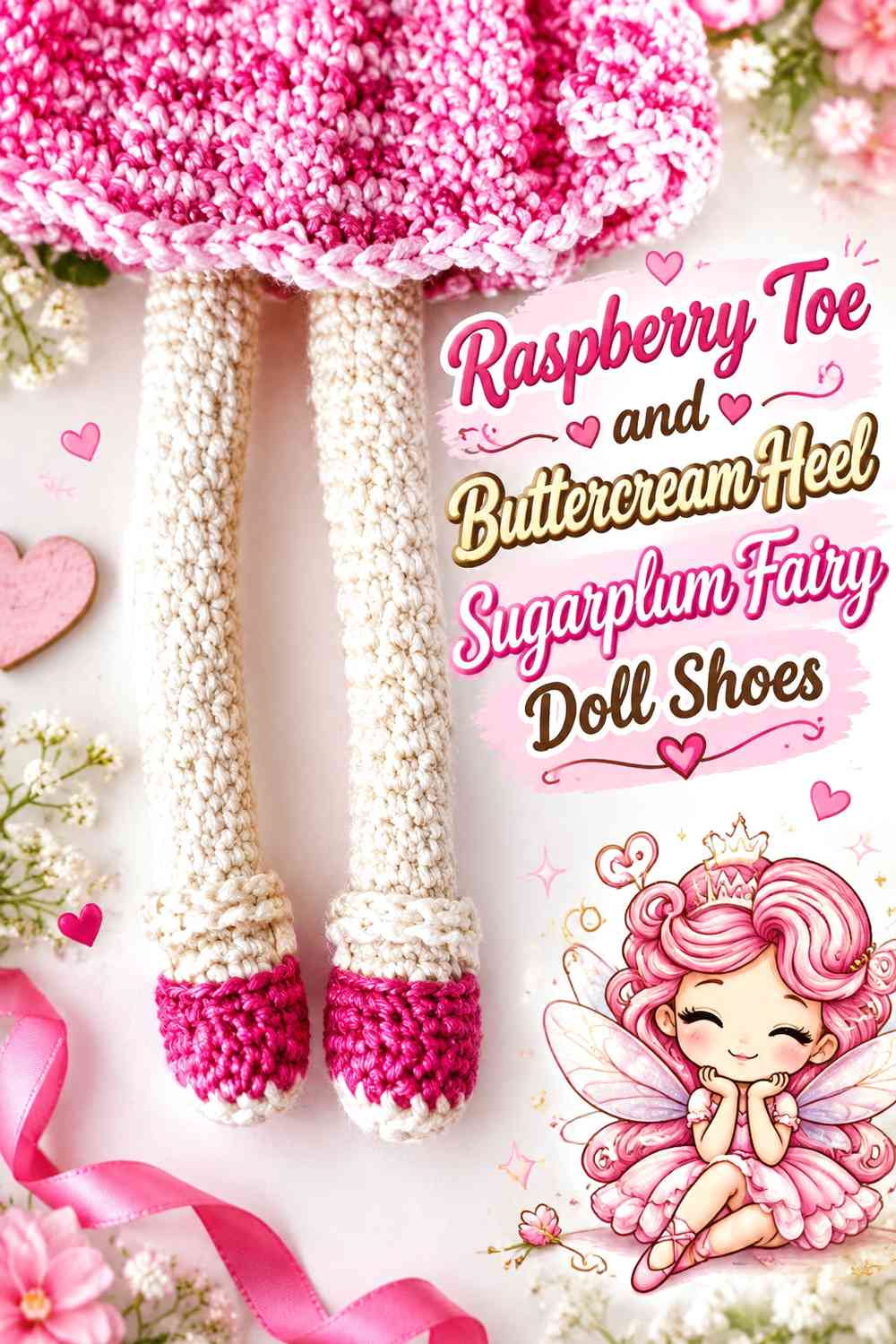 Raspberry Toe and Buttercream Heel Sugarplum Fairy Doll Shoes