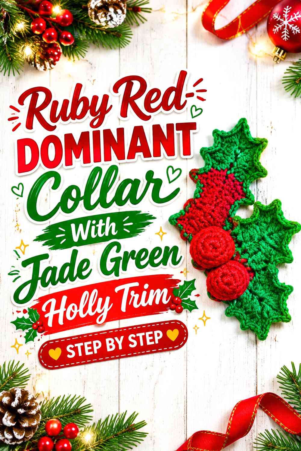 Ruby Red-Dominant Collar With Jade Green Holly Trim