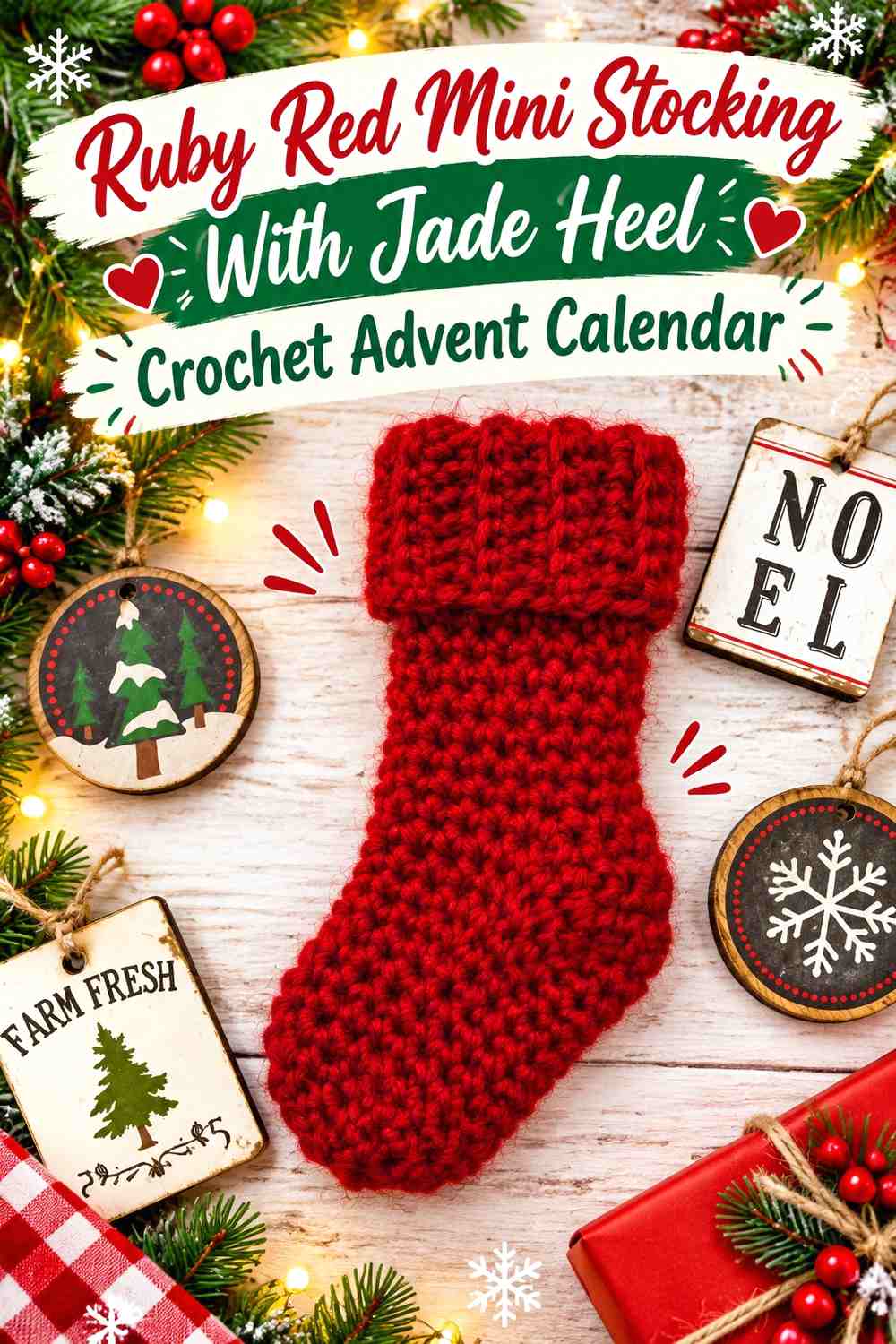 Ruby Red Mini Stocking With Jade Heel Crochet Advent Calendar