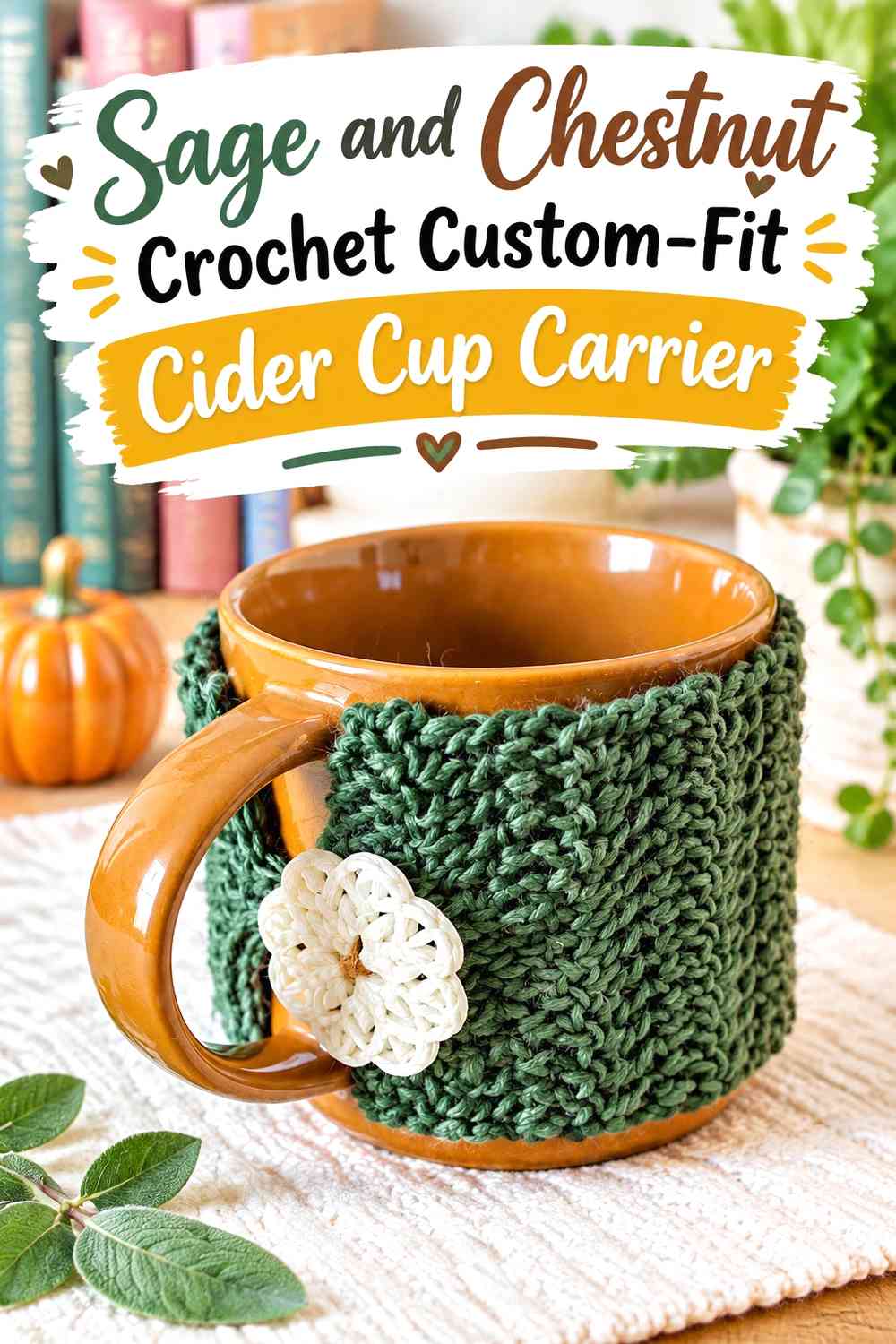Sage and Chestnut Crochet Custom-Fit Cider Cup Carrier