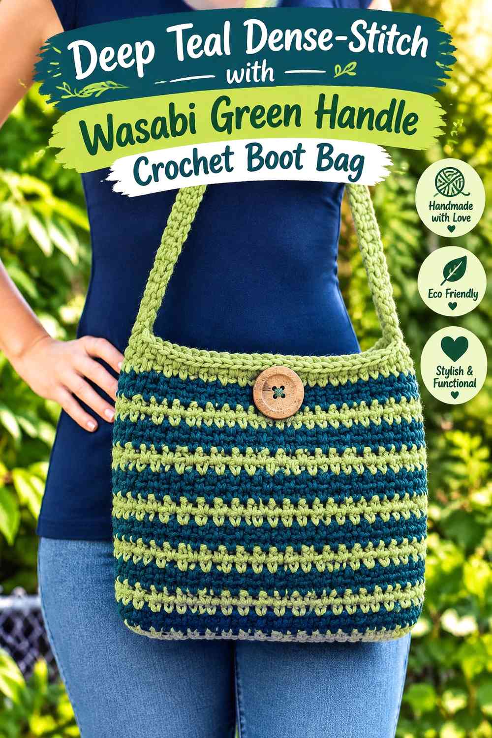 Wasabi Green Rope-Style with Deep Teal Bottom Crochet Boot Bag