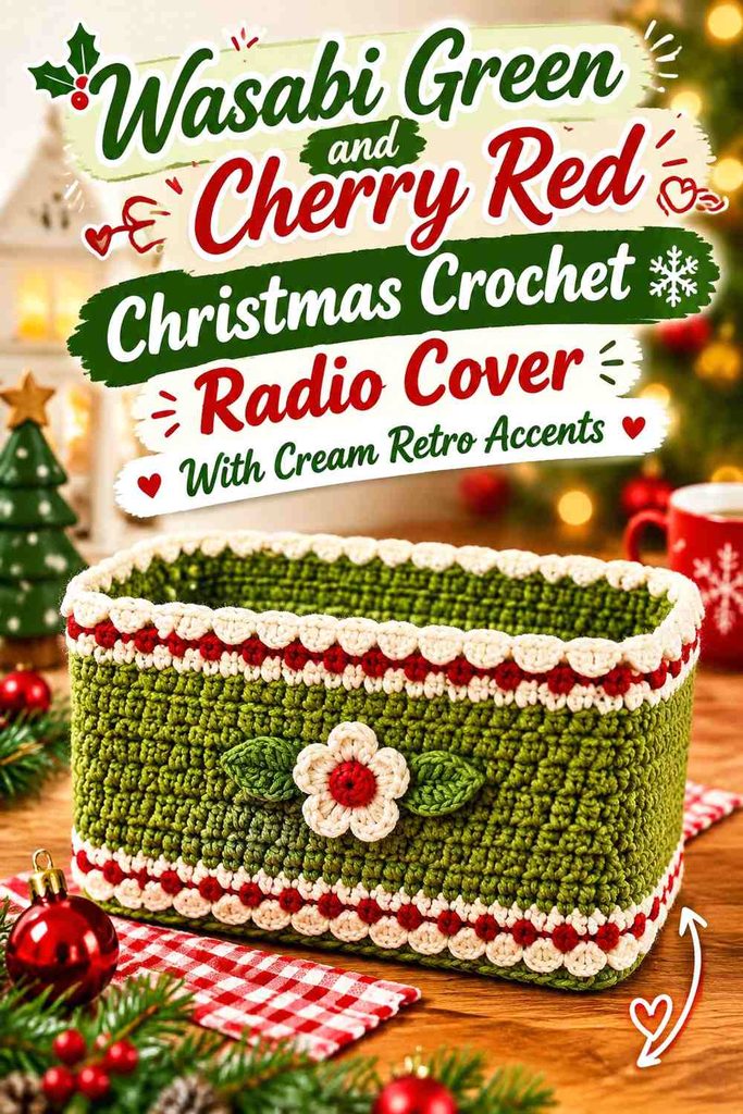 Wasabi Green and Cherry Red Crochet Christmas Retro Radio Cover Ideas