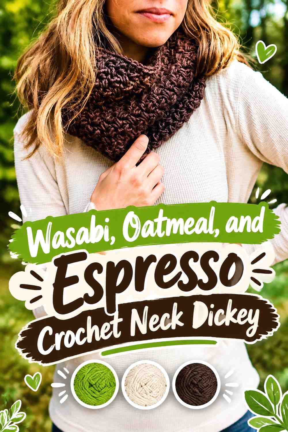 Wasabi, Oatmeal, and Espresso Crochet Neck Dickey